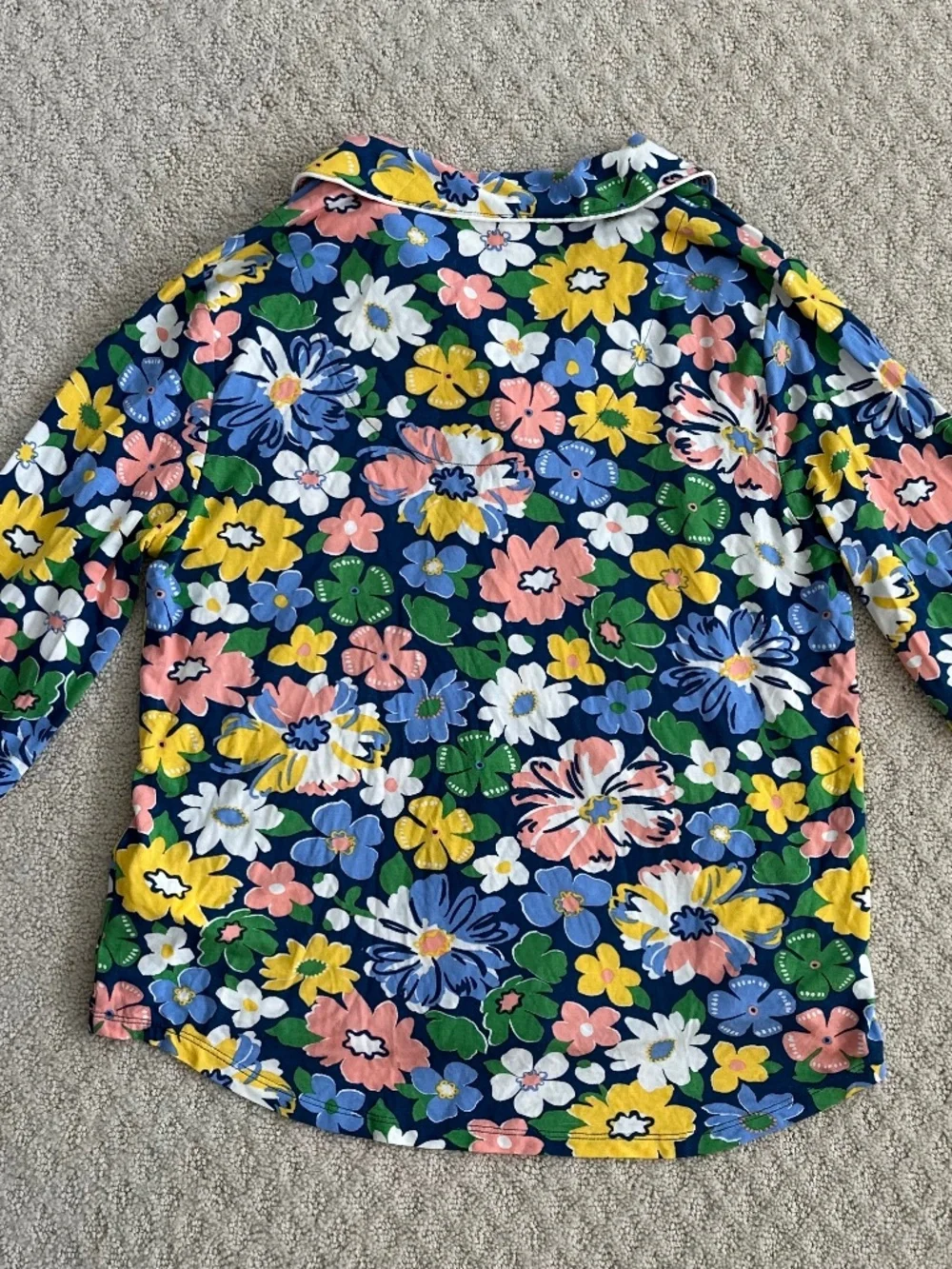 Kate Spade Long Sleeve Floral Pajama Set Small Relaxed Fit Lightweight Stretchy